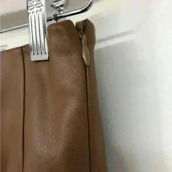 Zara Brown Faux Leather High‎ Rise Leggings w Raw Hem size S - Picture 4 of 15